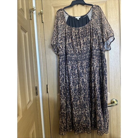 Terra & Sky Women's Plus Size Smocked Mesh Dress Size 4X (28W-30W) - Picture 4 of 16